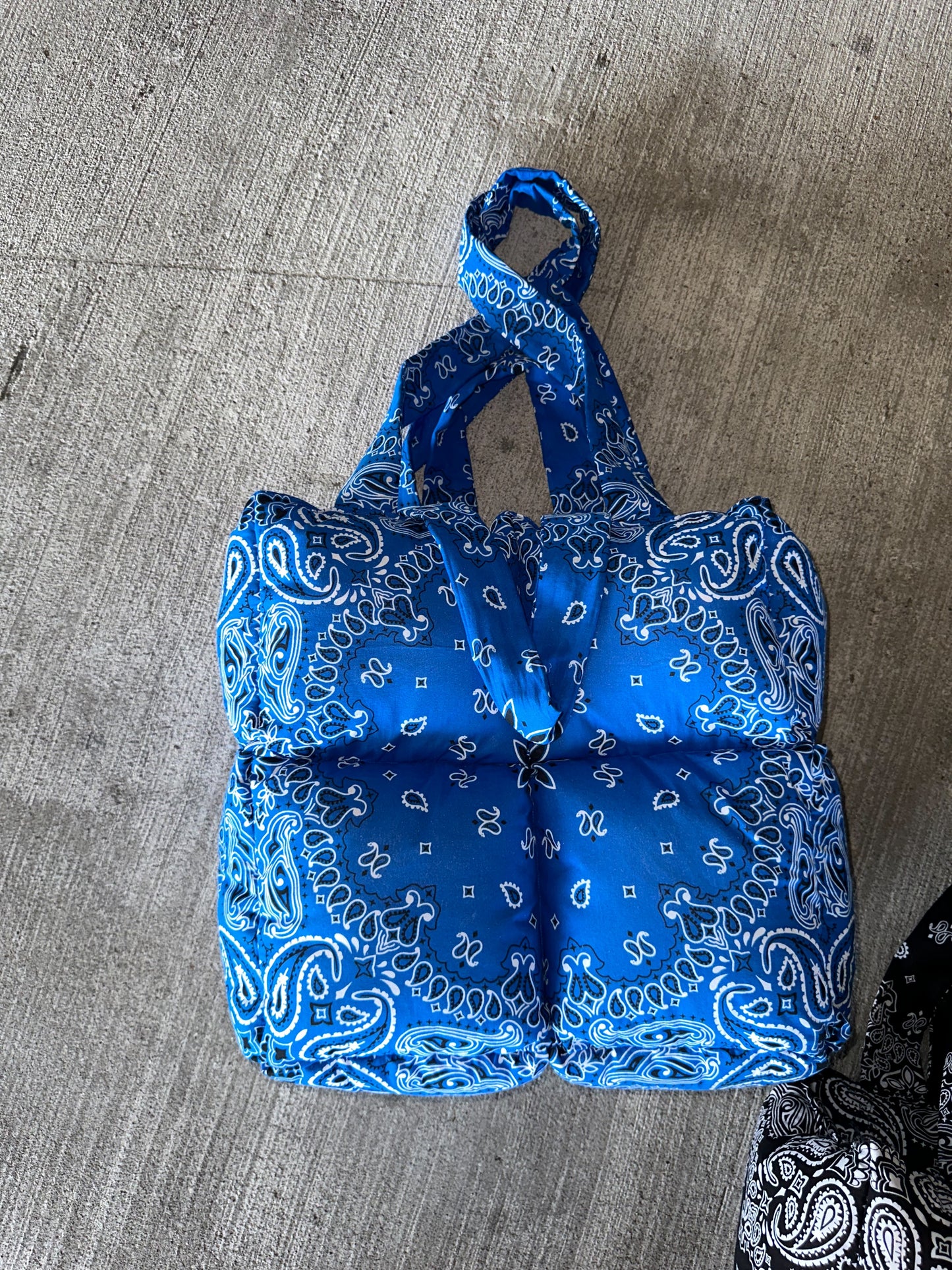 Aqua Paisley Puffer Tote Bag