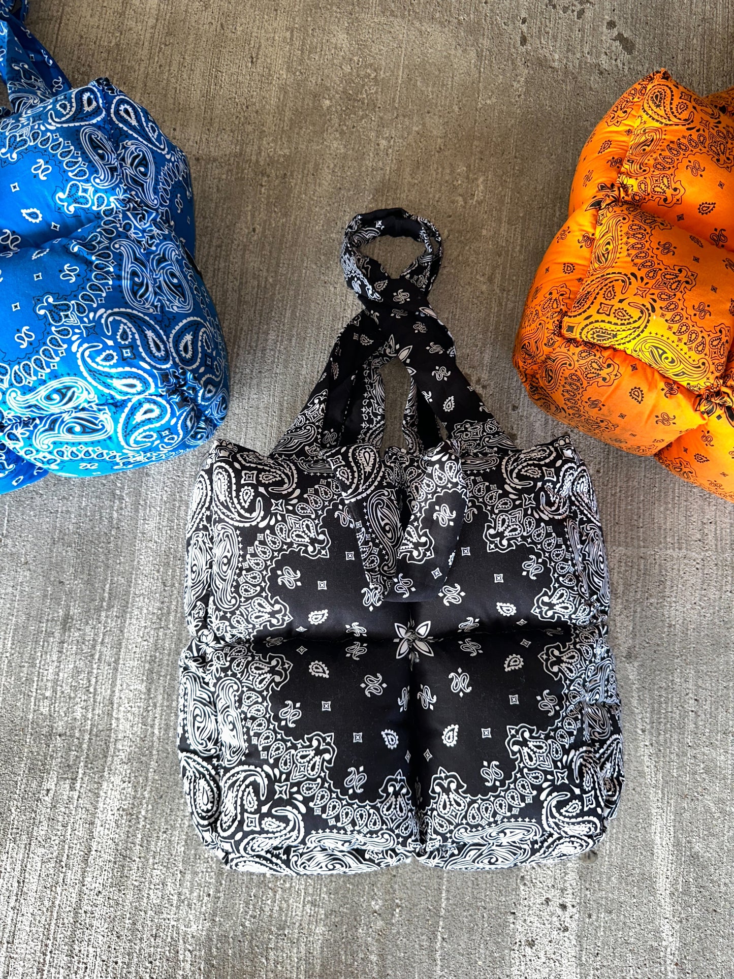 Obsidian Paisley Puffer Tote Bag