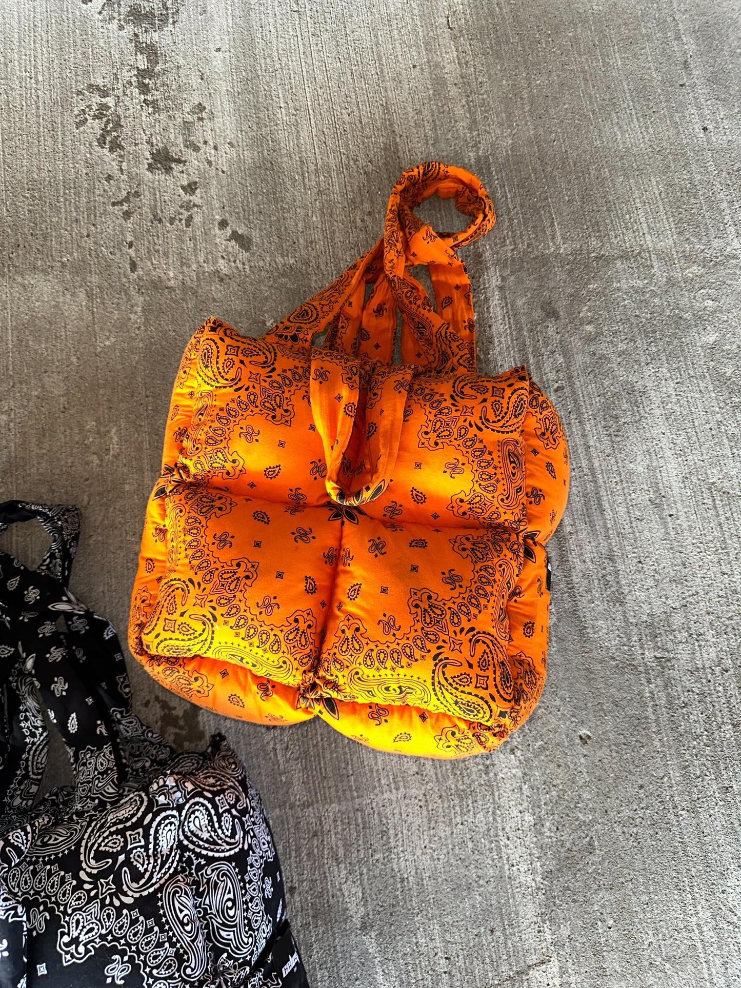 Citrus Paisley Puffer Tote Bag