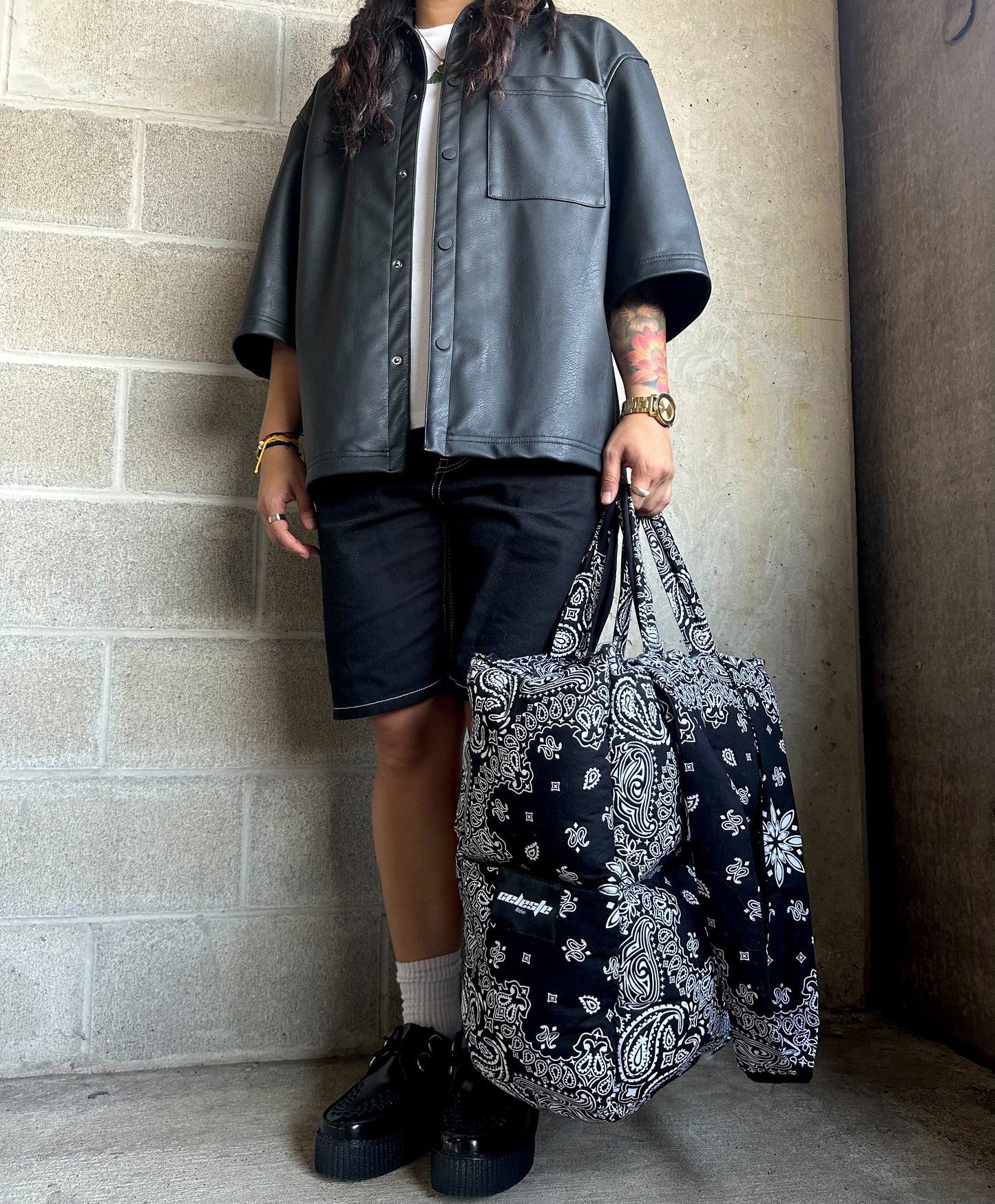 Obsidian Paisley Puffer Tote Bag