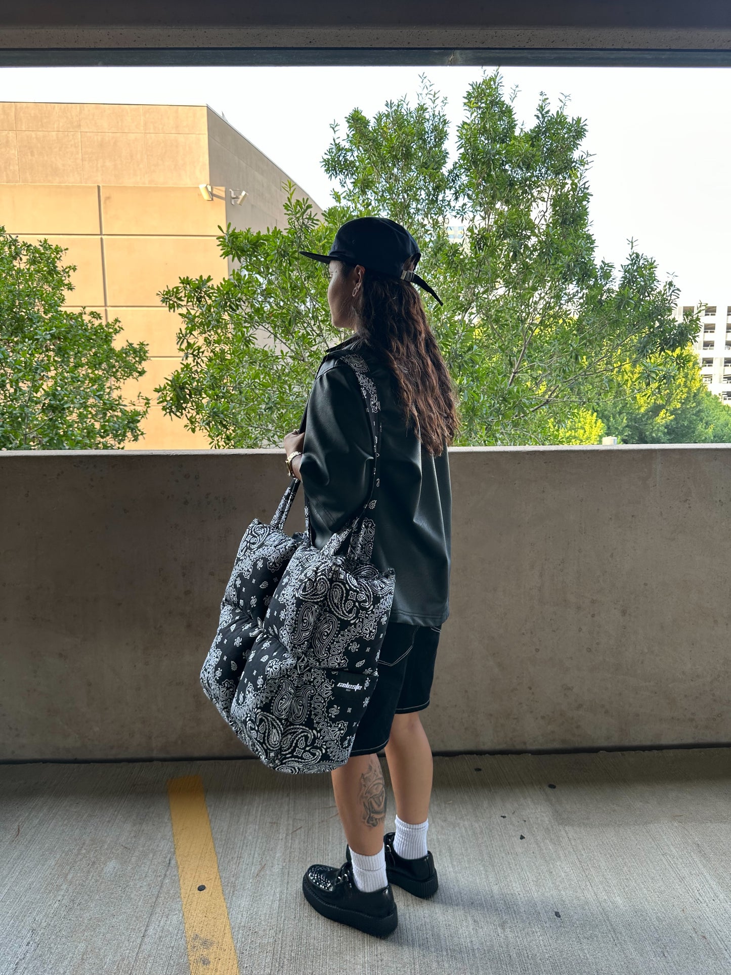 Obsidian Paisley Puffer Tote Bag
