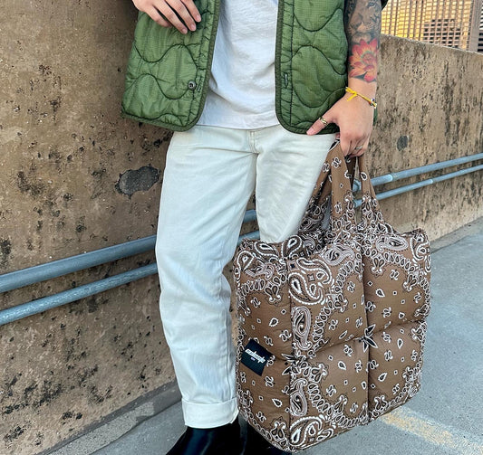 Mocha Paisley Puffer Tote