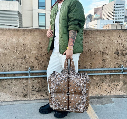 Mocha Paisley Puffer Tote