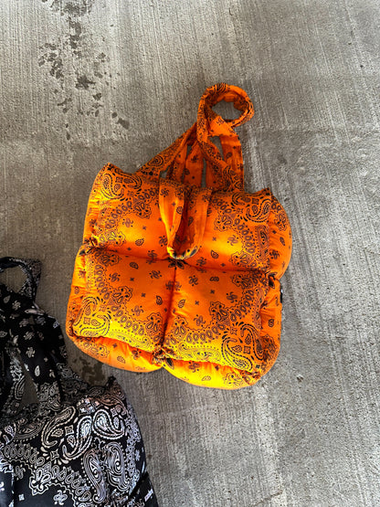 Citrus Paisley Puffer Tote Bag