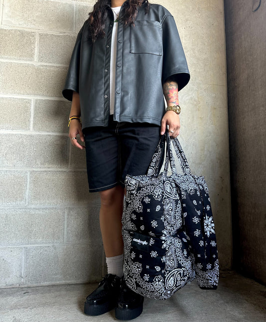 Obsidian Paisley Puffer Tote Bag